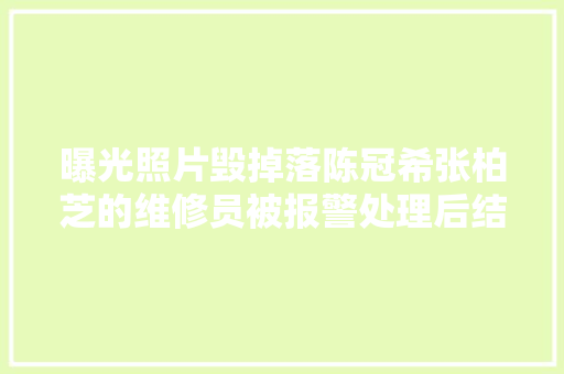 曝光照片毁掉落陈冠希张柏芝的维修员被报警处理后结果若何