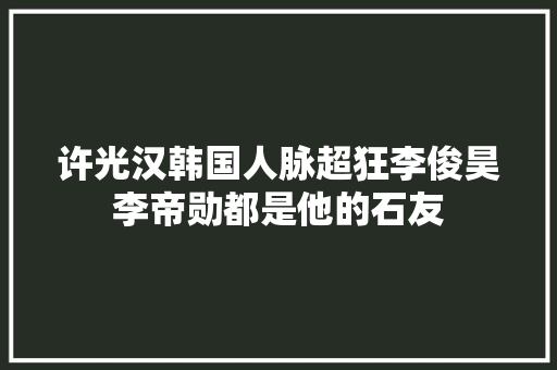 许光汉韩国人脉超狂李俊昊李帝勋都是他的石友