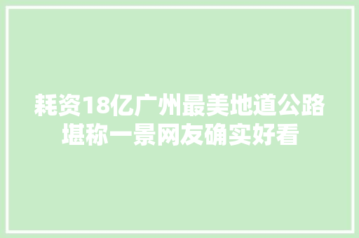 耗资18亿广州最美地道公路堪称一景网友确实好看