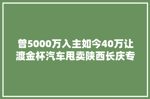 曾5000万入主如今40万让渡金杯汽车甩卖陕西长庆专用车