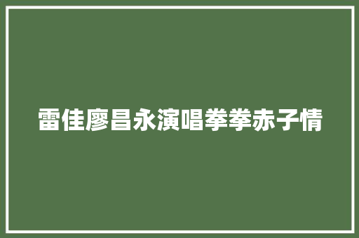 雷佳廖昌永演唱拳拳赤子情