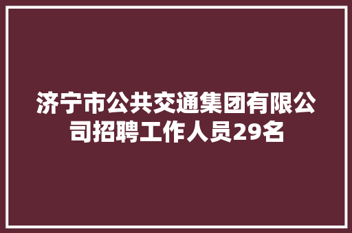 济宁市公共交通集团有限公司招聘工作人员29名