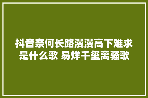 抖音奈何长路漫漫高下难求是什么歌 易烊千玺离骚歌词完整版