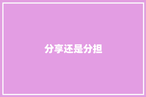 分享还是分担