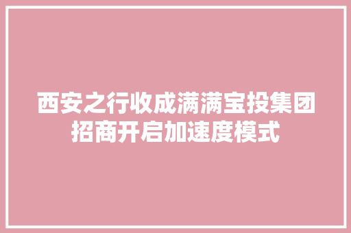 西安之行收成满满宝投集团招商开启加速度模式