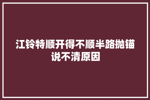 江铃特顺开得不顺半路抛锚说不清原因