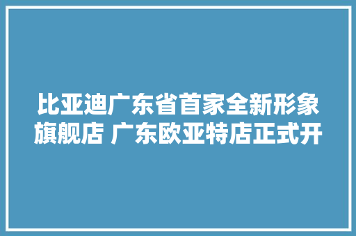 比亚迪广东省首家全新形象旗舰店 广东欧亚特店正式开业