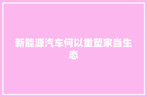 新能源汽车何以重塑家当生态