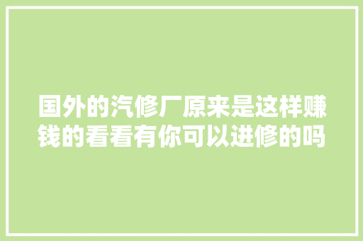 国外的汽修厂原来是这样赚钱的看看有你可以进修的吗