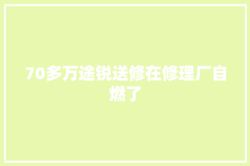 70多万途锐送修在修理厂自燃了