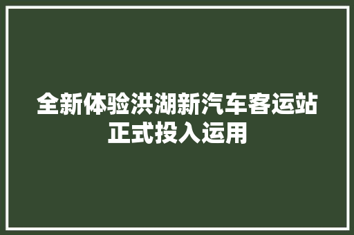 全新体验洪湖新汽车客运站正式投入运用