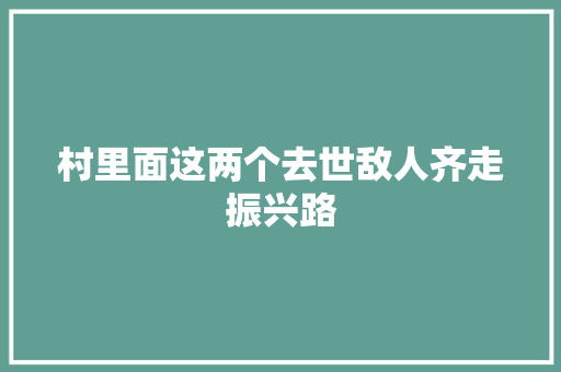 村里面这两个去世敌人齐走振兴路