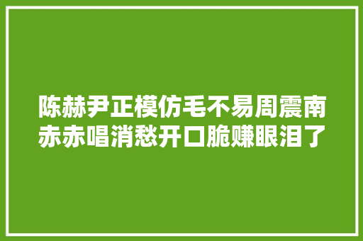 陈赫尹正模仿毛不易周震南赤赤唱消愁开口脆赚眼泪了