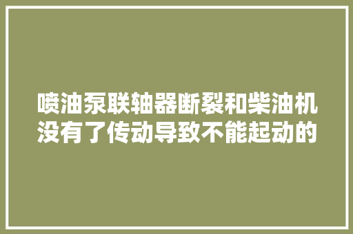 喷油泵联轴器断裂和柴油机没有了传动导致不能起动的故障案例