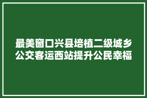 最美窗口兴县培植二级城乡公交客运西站提升公民幸福指数