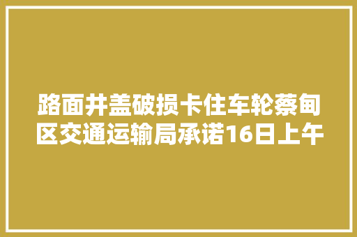 路面井盖破损卡住车轮蔡甸区交通运输局承诺16日上午修好