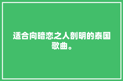 适合向暗恋之人剖明的泰国歌曲。