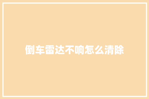 倒车雷达不响怎么清除