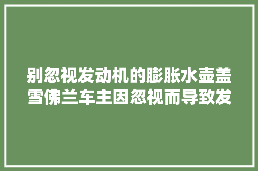 别忽视发动机的膨胀水壶盖雪佛兰车主因忽视而导致发动机高温