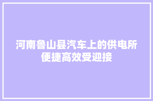 河南鲁山县汽车上的供电所便捷高效受迎接