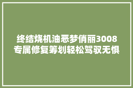 终结烧机油恶梦俏丽3008专属修复筹划轻松驾驭无惧里程增加