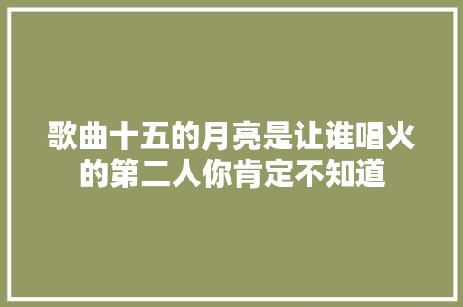 歌曲十五的月亮是让谁唱火的第二人你肯定不知道