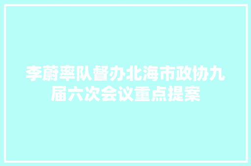 李蔚率队督办北海市政协九届六次会议重点提案