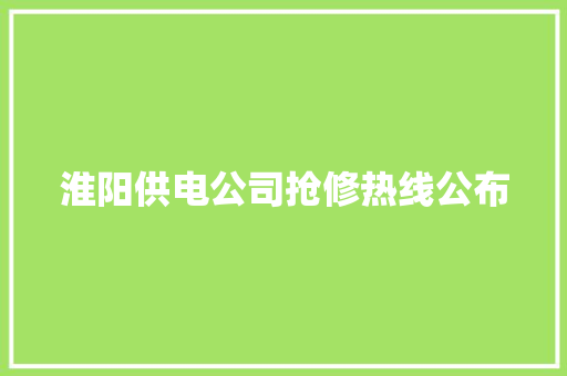 淮阳供电公司抢修热线公布