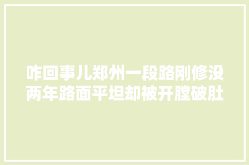 咋回事儿郑州一段路刚修没两年路面平坦却被开膛破肚重建
