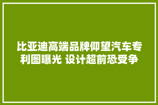 比亚迪高端品牌仰望汽车专利图曝光 设计超前恐受争议