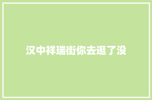 汉中祥瑞街你去逛了没 汽车知识