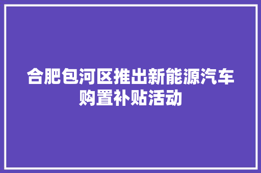 合肥包河区推出新能源汽车购置补贴活动