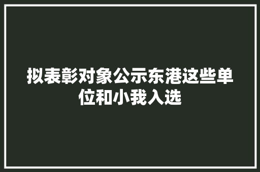拟表彰对象公示东港这些单位和小我入选