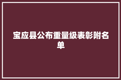 宝应县公布重量级表彰附名单