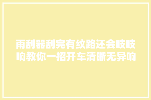 雨刮器刮完有纹路还会吱吱响教你一招开车清晰无异响