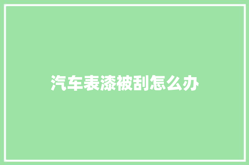 汽车表漆被刮怎么办