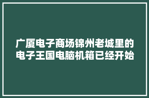广厦电子商场锦州老城里的电子王国电脑机箱已经开始进化