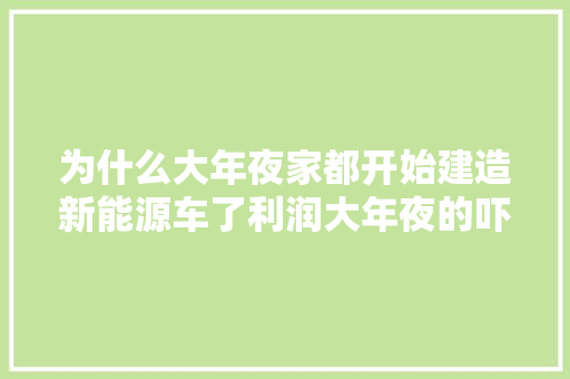 为什么大年夜家都开始建造新能源车了利润大年夜的吓人 汽车知识