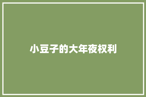小豆子的大年夜权利