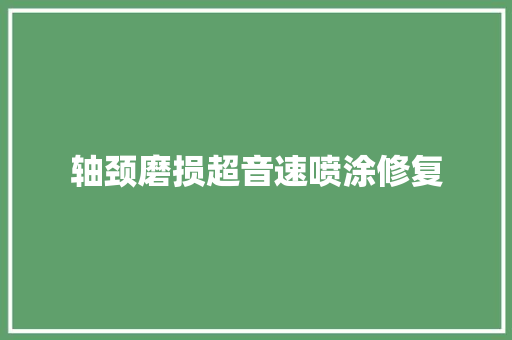轴颈磨损超音速喷涂修复