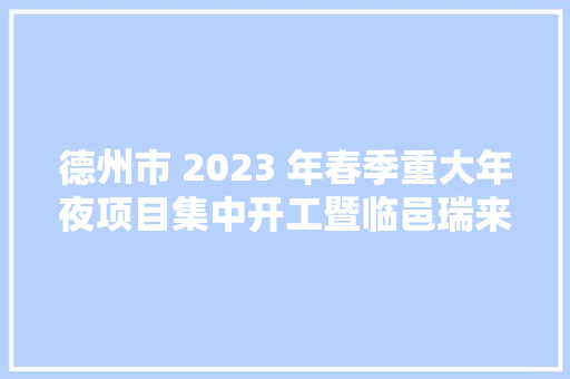 德州市 2023 年春季重大年夜项目集中开工暨临邑瑞来新材料 20 万吨/年顺酐项目开工典礼在临邑举行