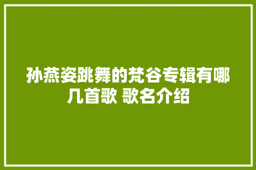 孙燕姿跳舞的梵谷专辑有哪几首歌 歌名介绍