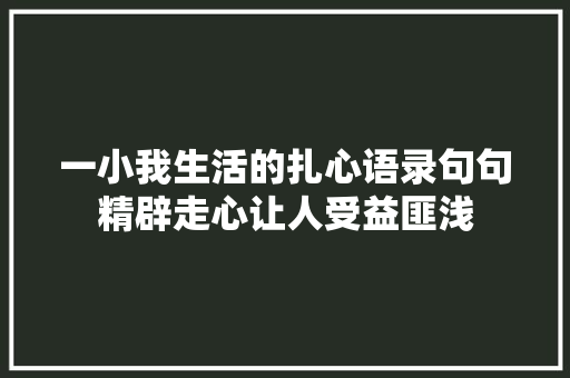 一小我生活的扎心语录句句精辟走心让人受益匪浅
