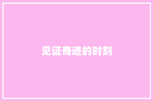 见证奇迹的时刻
