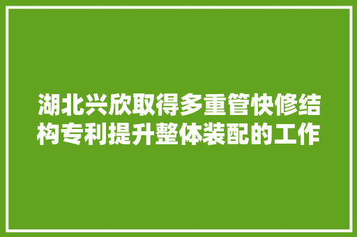 湖北兴欣取得多重管快修结构专利提升整体装配的工作效率