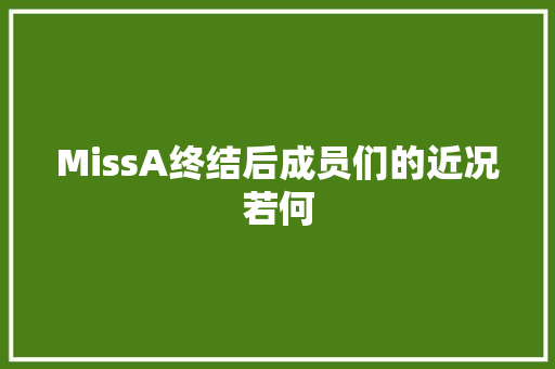 MissA终结后成员们的近况若何