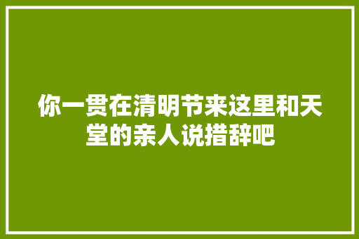 你一贯在清明节来这里和天堂的亲人说措辞吧