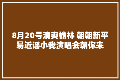 8月20号清爽榆林 朝朝新平易近谣小我演唱会朝你来