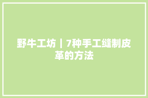 野牛工坊｜7种手工缝制皮革的方法