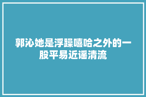 郭沁她是浮躁嘻哈之外的一股平易近谣清流